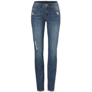 CAbi Style 5091 Curvy Skinny Deconstructed Distressed Denim Jeans Size 4